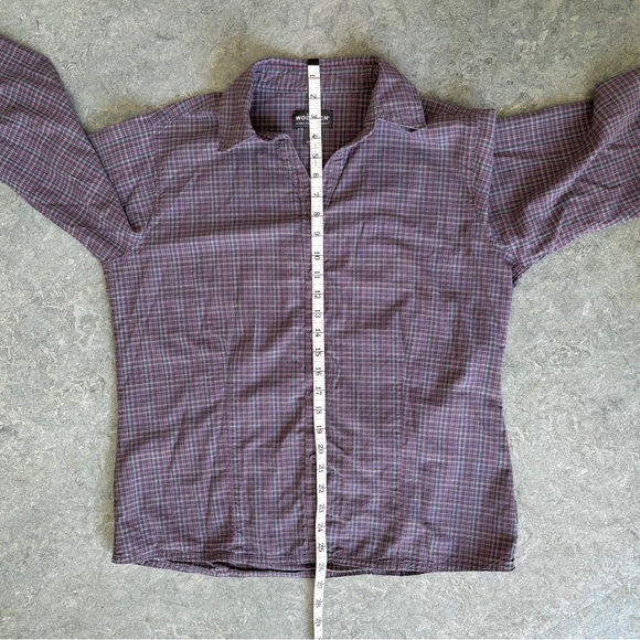 Woolrich purple grey gray pink plaid flannel button front long sleeve shirt - Picture 11 of 16